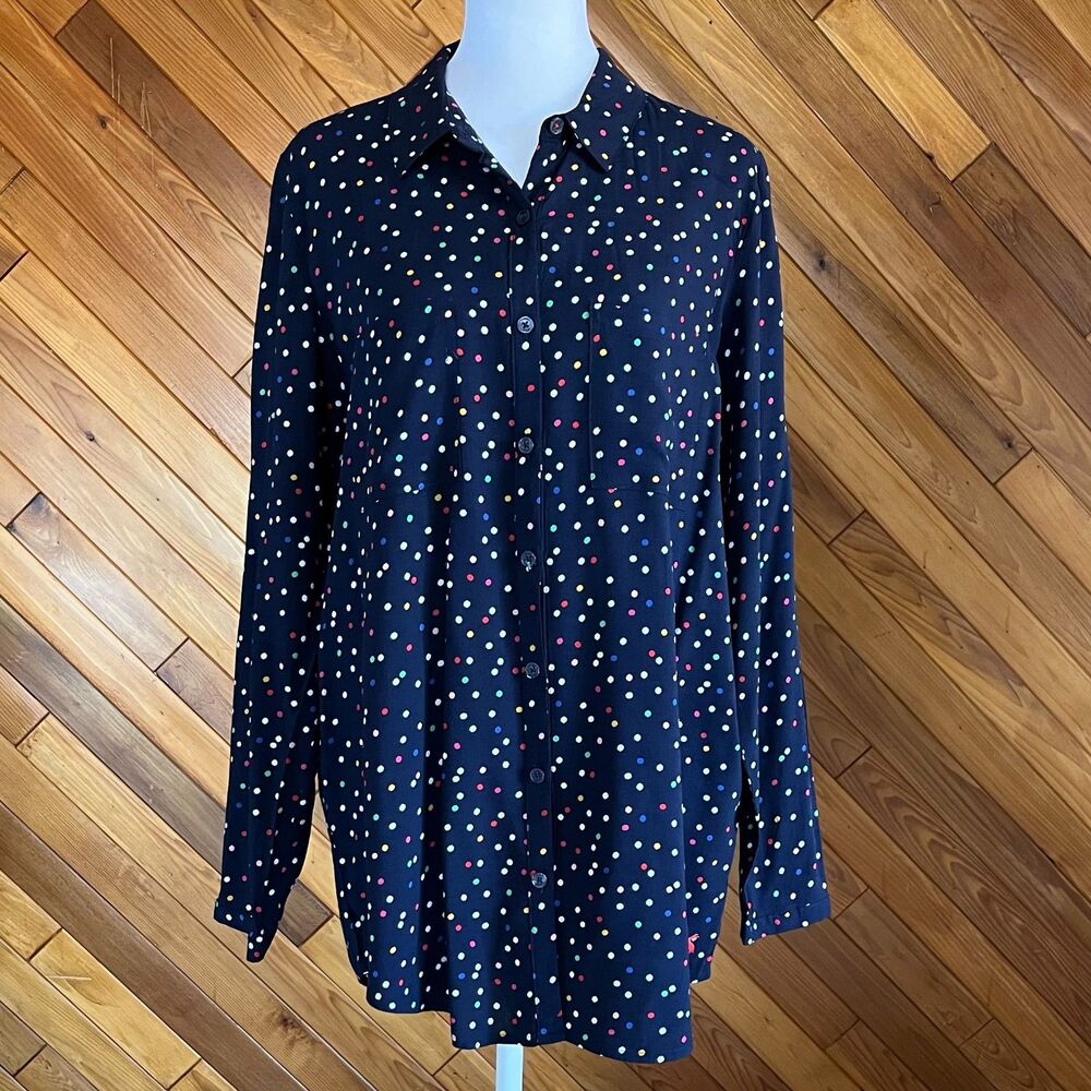 Joules Navy Blue Polka Dot Button Up Shirt/Tunic